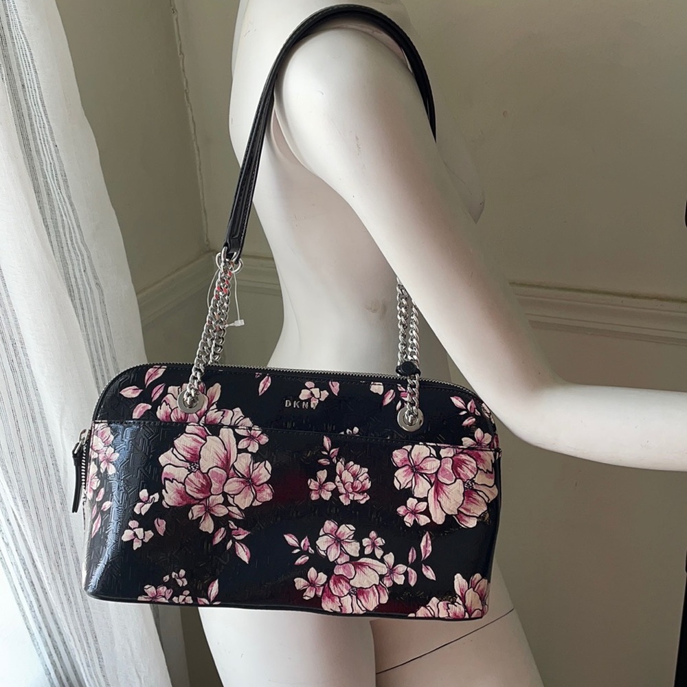 DKNY  Bryant Park Black Floral Shoulder Bag